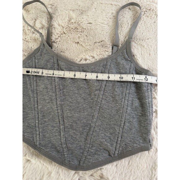 Colsie Tank Corset Womens Ribbed Gray Size Medium M Boning Excellent - Picture 2 of 7